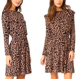 Rachel Pally Roanne Animal Print Flap Shoulder Long Sleeve Dress NWT Size Small